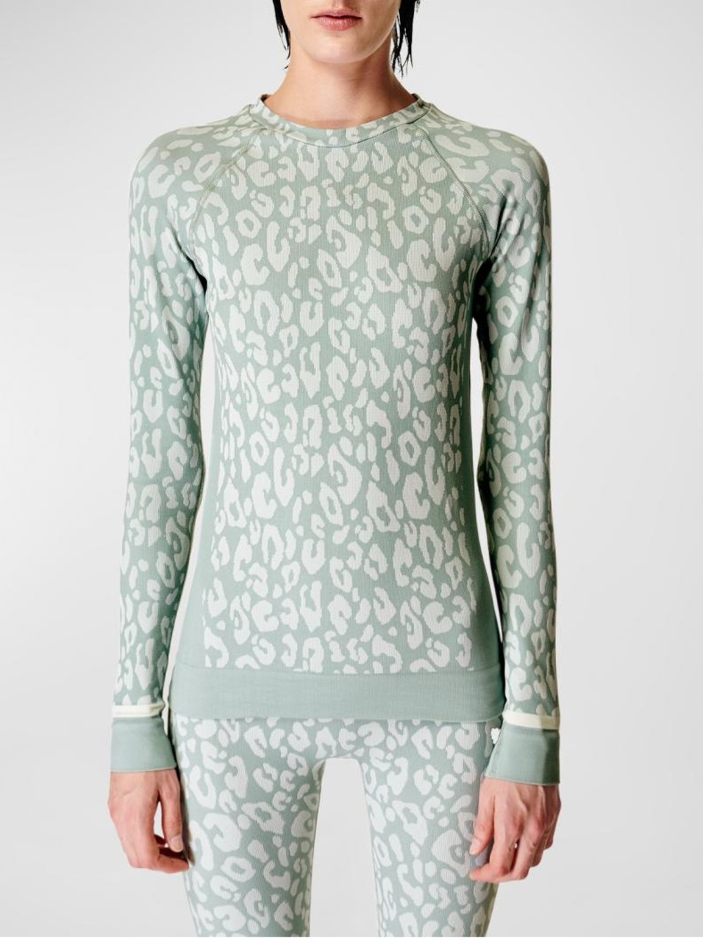 Sweaty Betty Leopard Jacquard Base Layer Top Women’s Size XXS